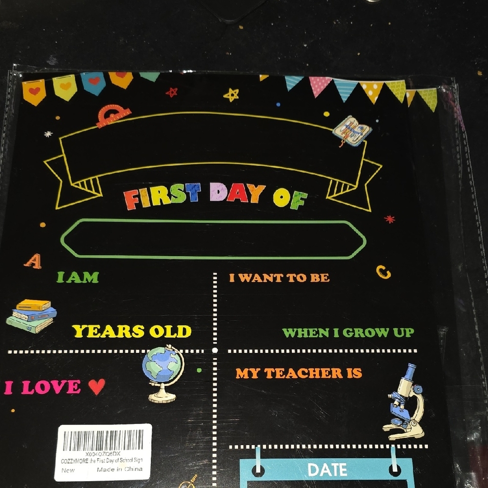Colorful First Day of School Chalkboard